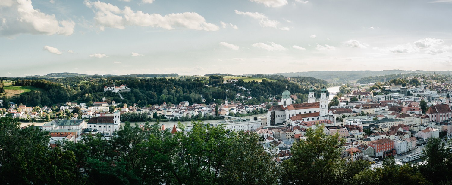 Hochzeit in der Veste Oberhaus Passau, Panoramablick auf die Stadt